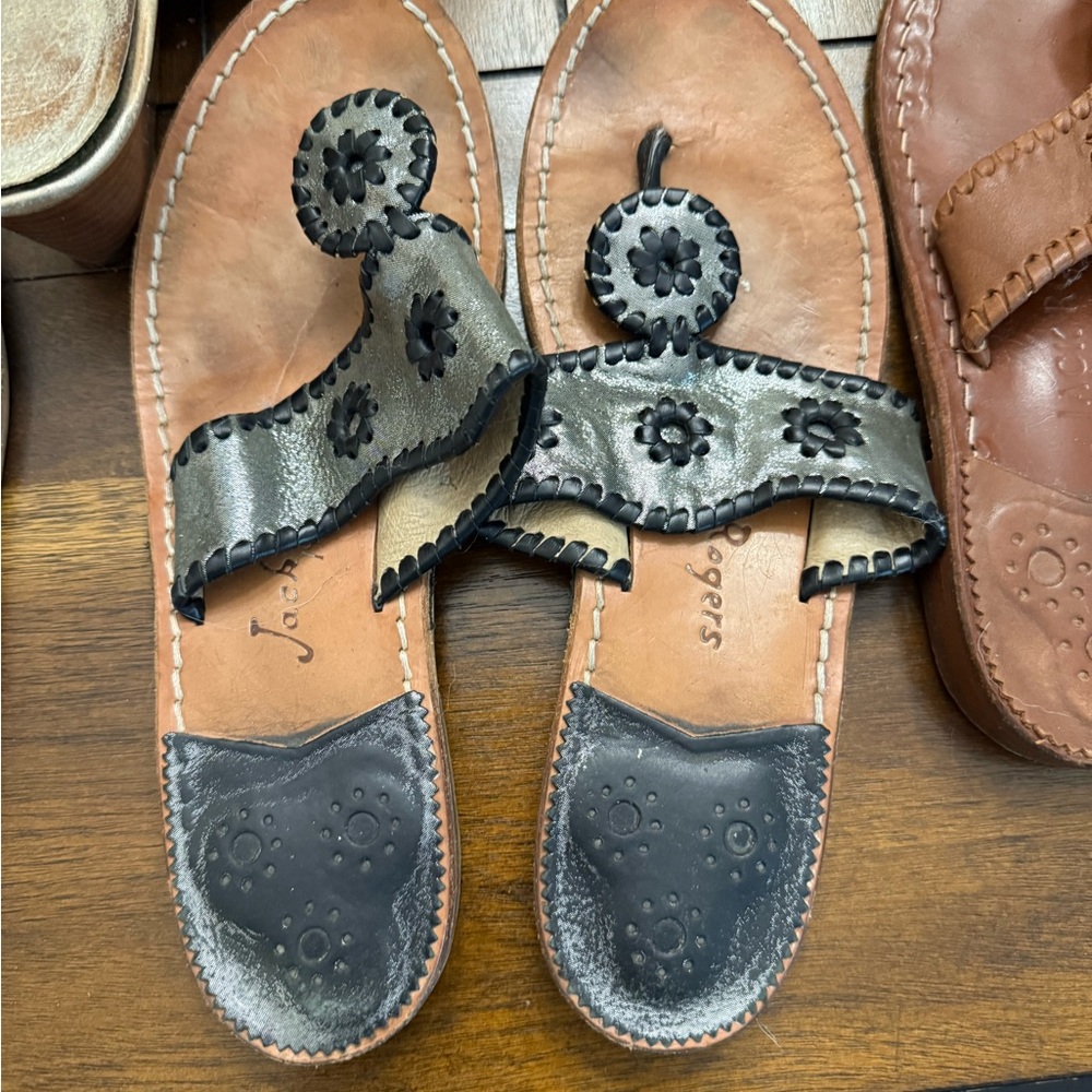 Jack Rogers sandals silver and black